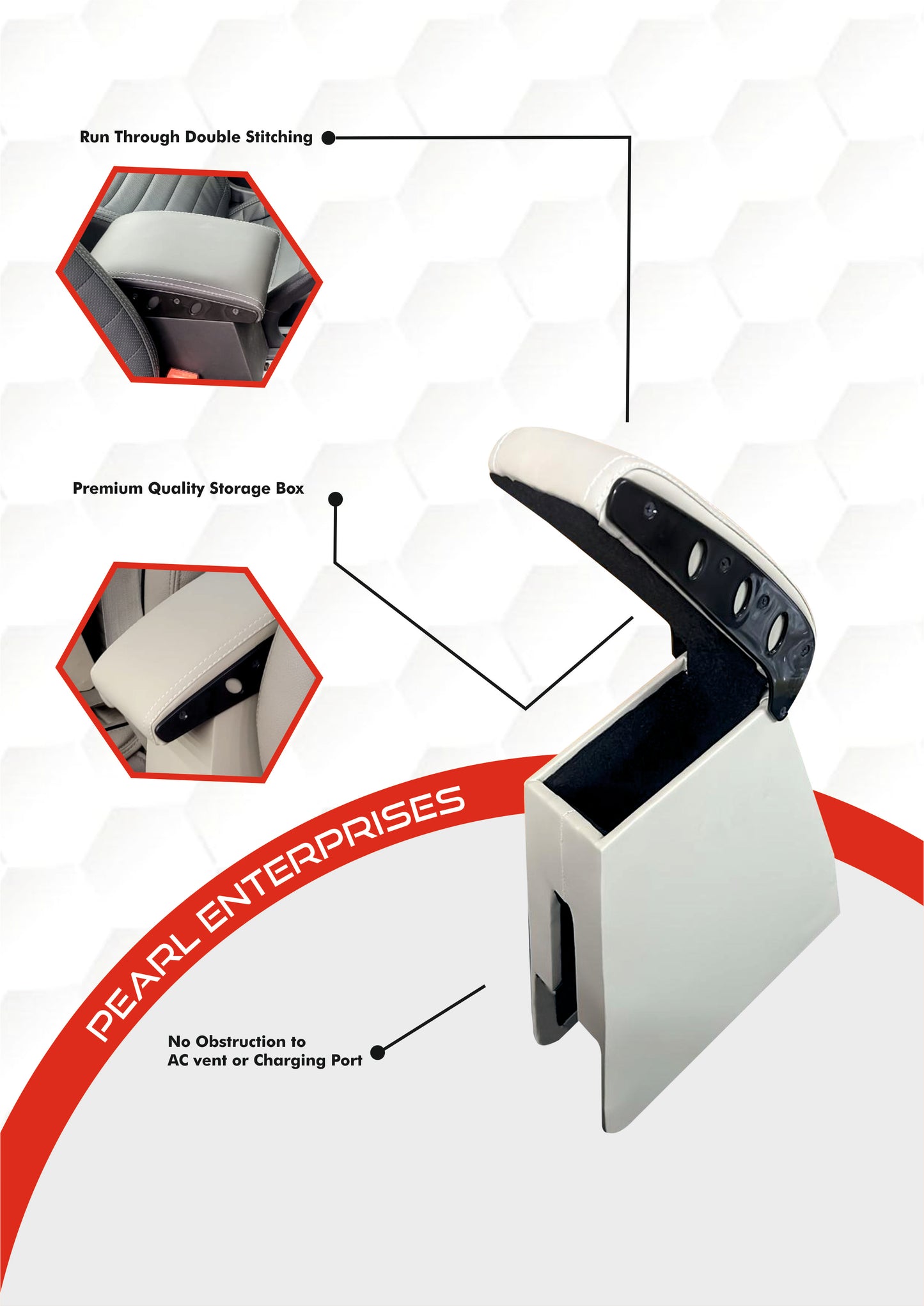 Universal Car Armrest Console for New Wagon R, S Presso, Renault Lodgy – Available in Tan, Beige & Black