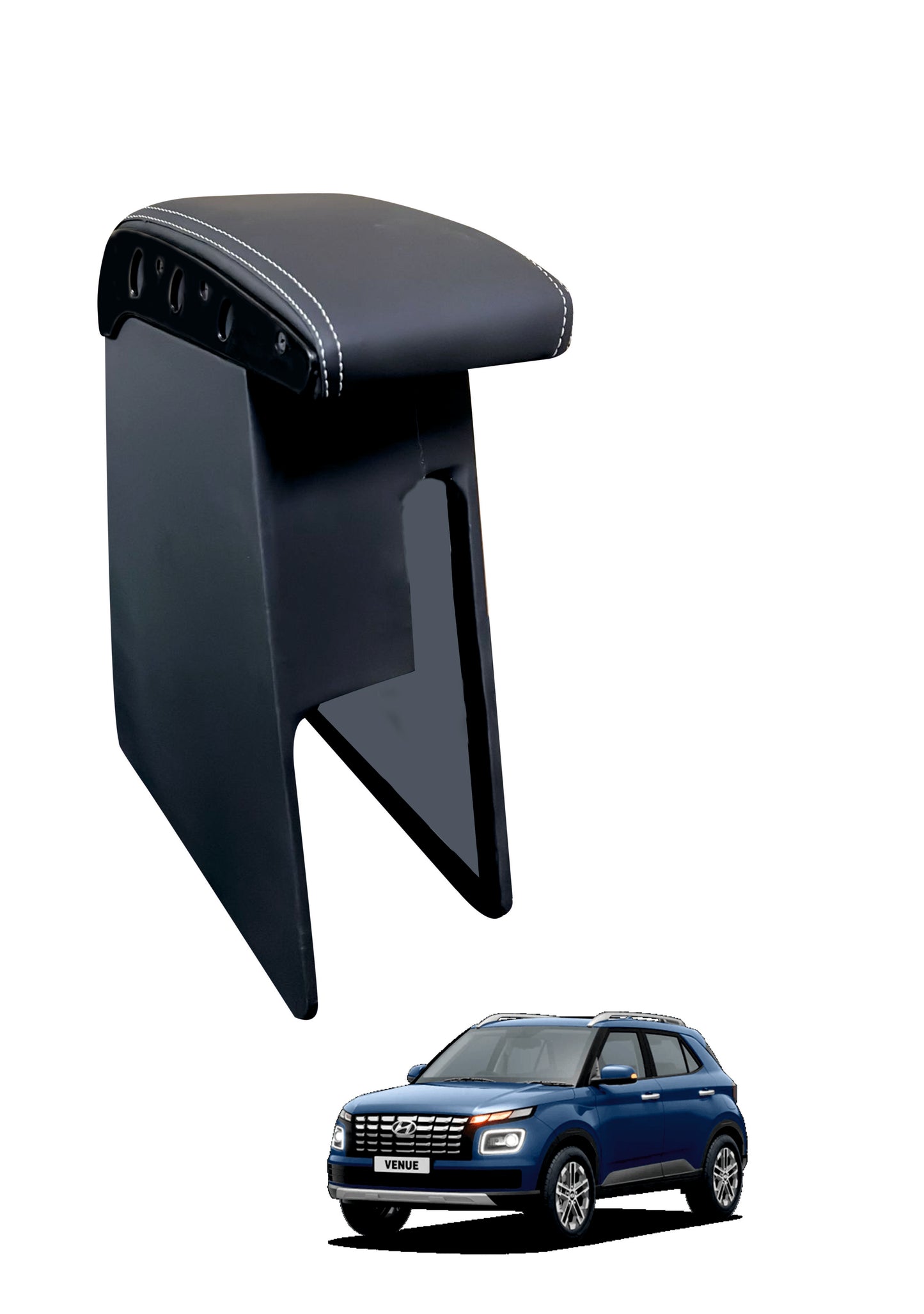 Hyundai Venue / Ford Figo Freestyle / Figo Aspire Exclusive Armrest – Premium Car Center Console with Storage (Black & Beige)