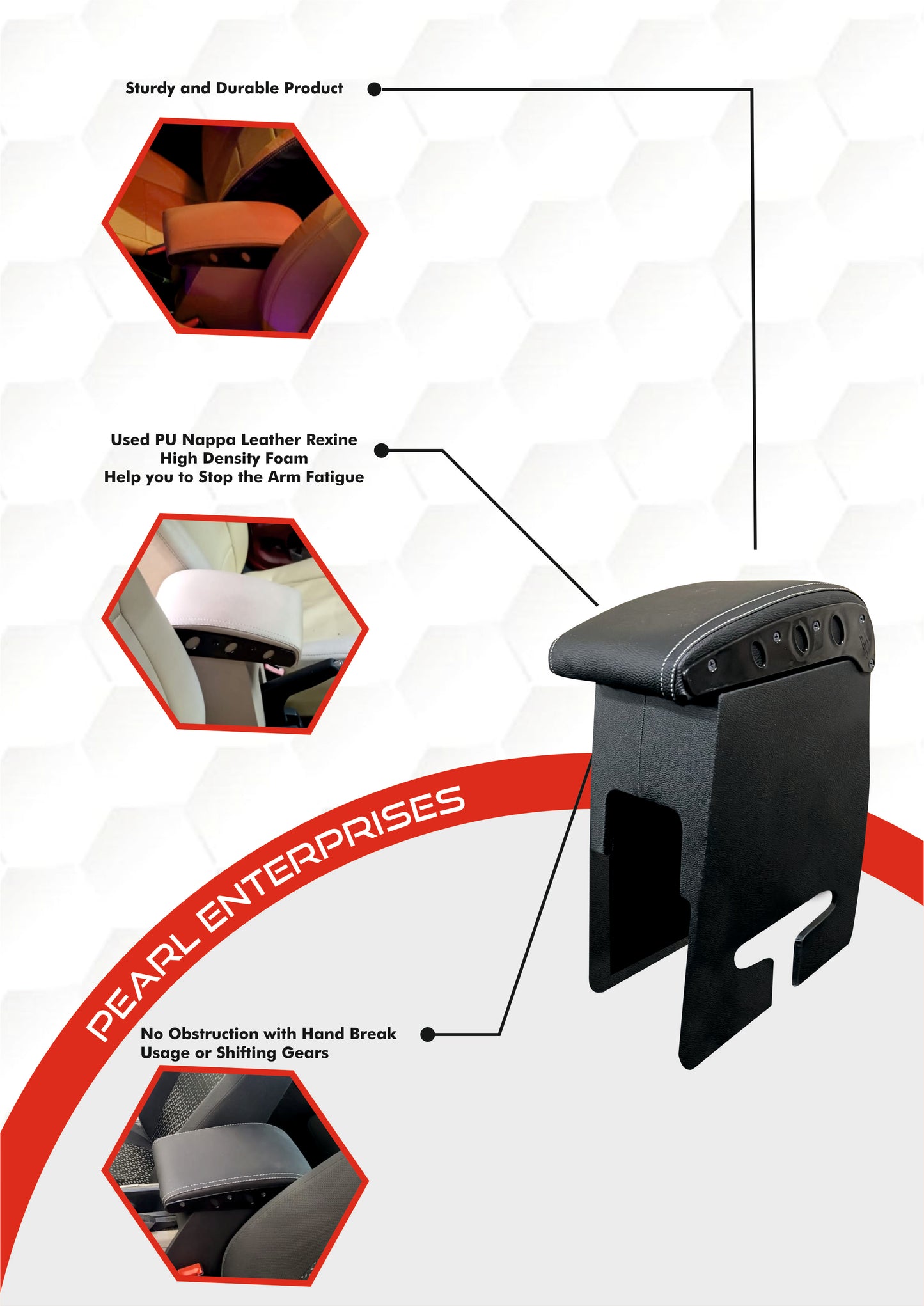 Ford EcoSport Armrest – Premium Center Console with Storage & Cushion | Pearl Enterprises