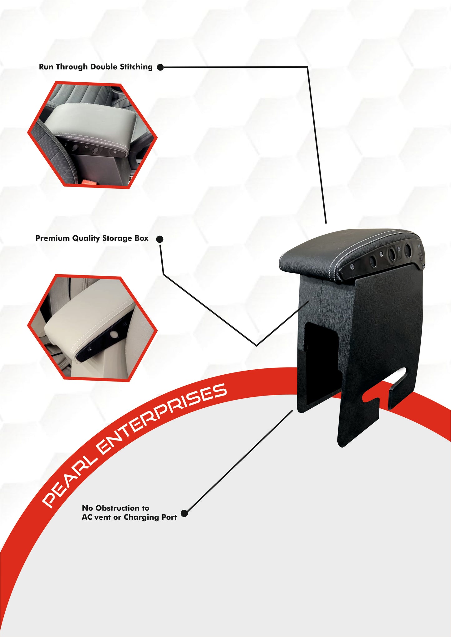 Ford EcoSport Armrest – Premium Center Console with Storage & Cushion | Pearl Enterprises