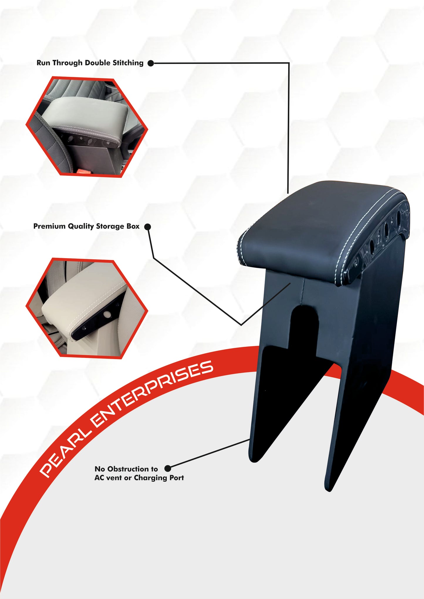 Armrest Console for Nexa Baleno – Available in Black, Tan & Beige | Pearl Enterprises