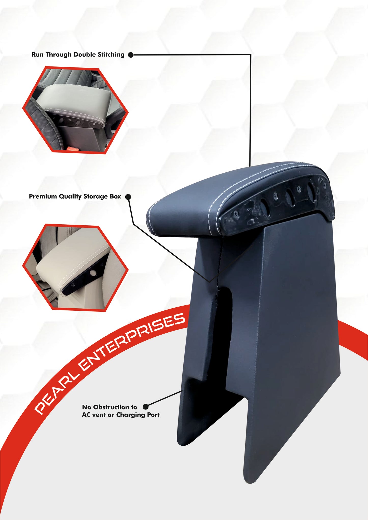 Armrest Console Wooden Box