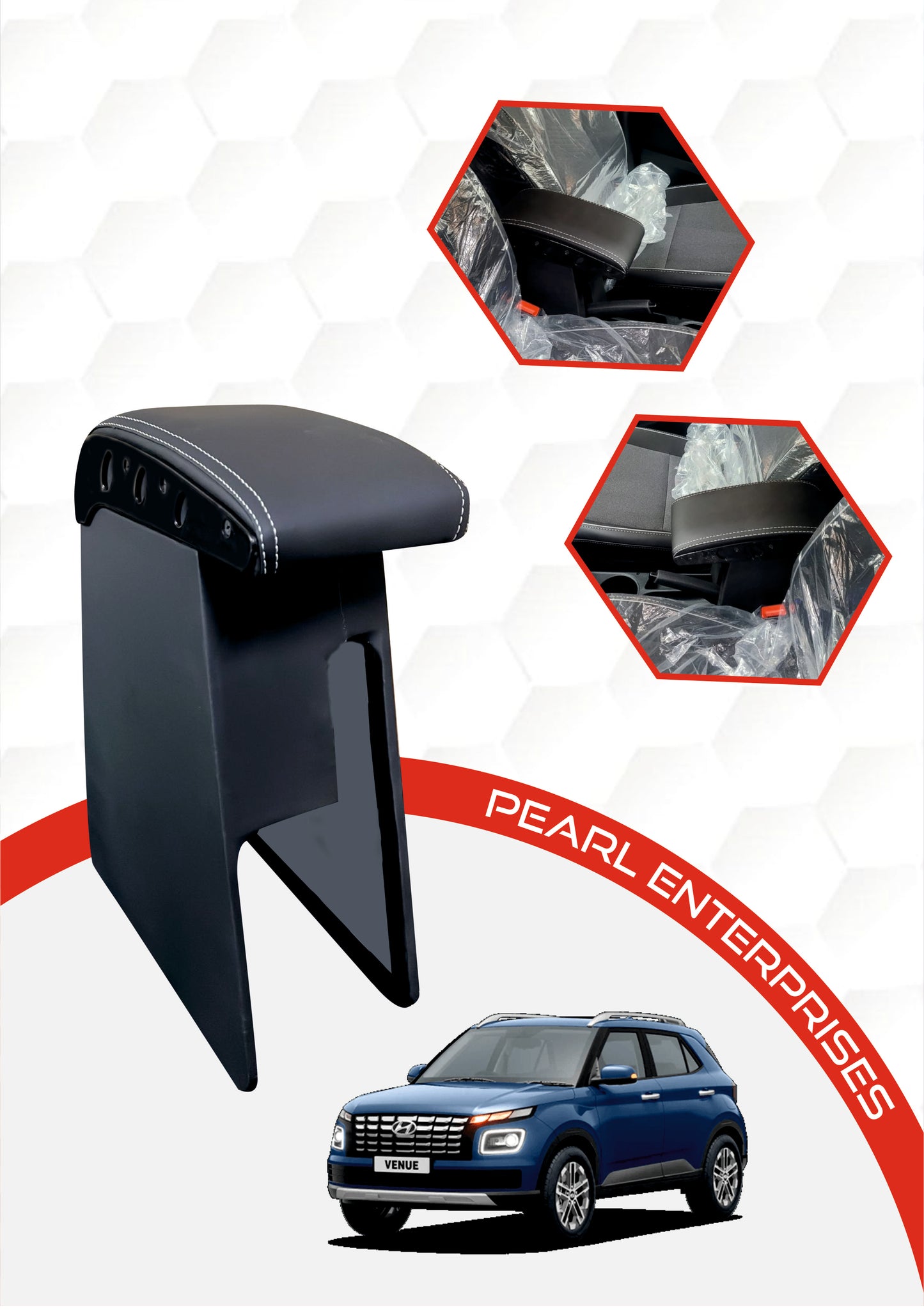 Hyundai Venue / Ford Figo Freestyle / Figo Aspire Exclusive Armrest – Premium Car Center Console with Storage (Black & Beige)