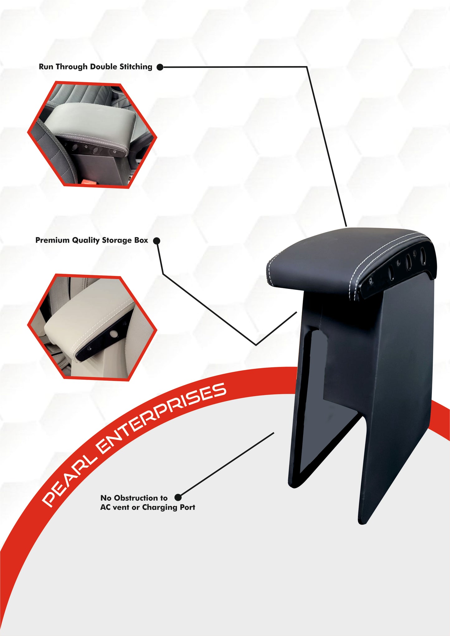 Hyundai Venue / Ford Figo Freestyle / Figo Aspire Exclusive Armrest – Premium Car Center Console with Storage (Black & Beige)