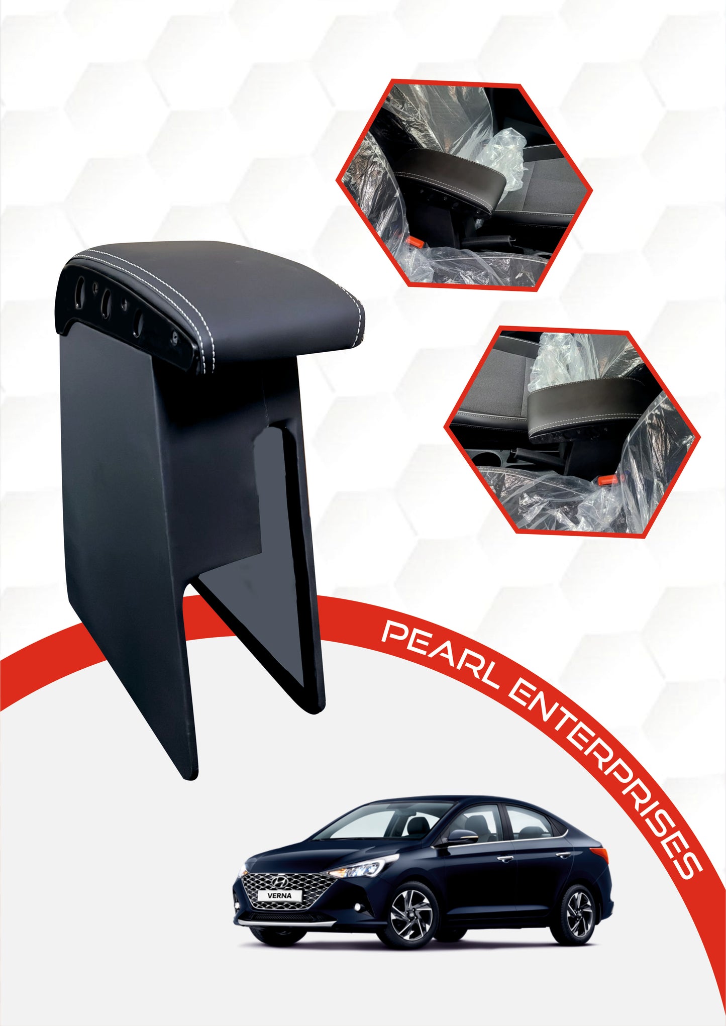 Hyundai Old Verna Exclusive Armrest – Specific Design Car Center Console with Storage (Black & Beige)