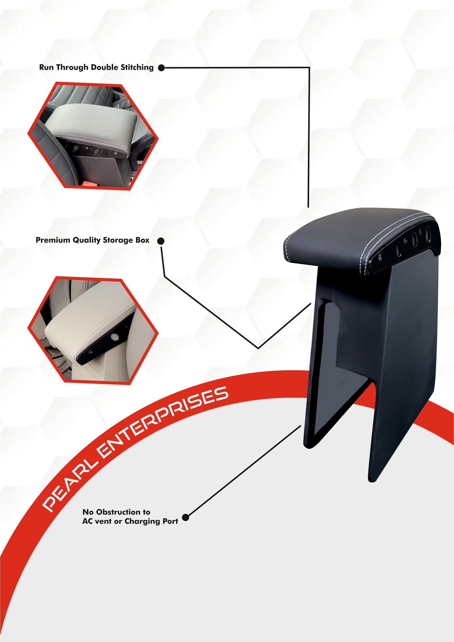 Hyundai Old Verna Exclusive Armrest – Specific Design Car Center Console with Storage (Black & Beige)