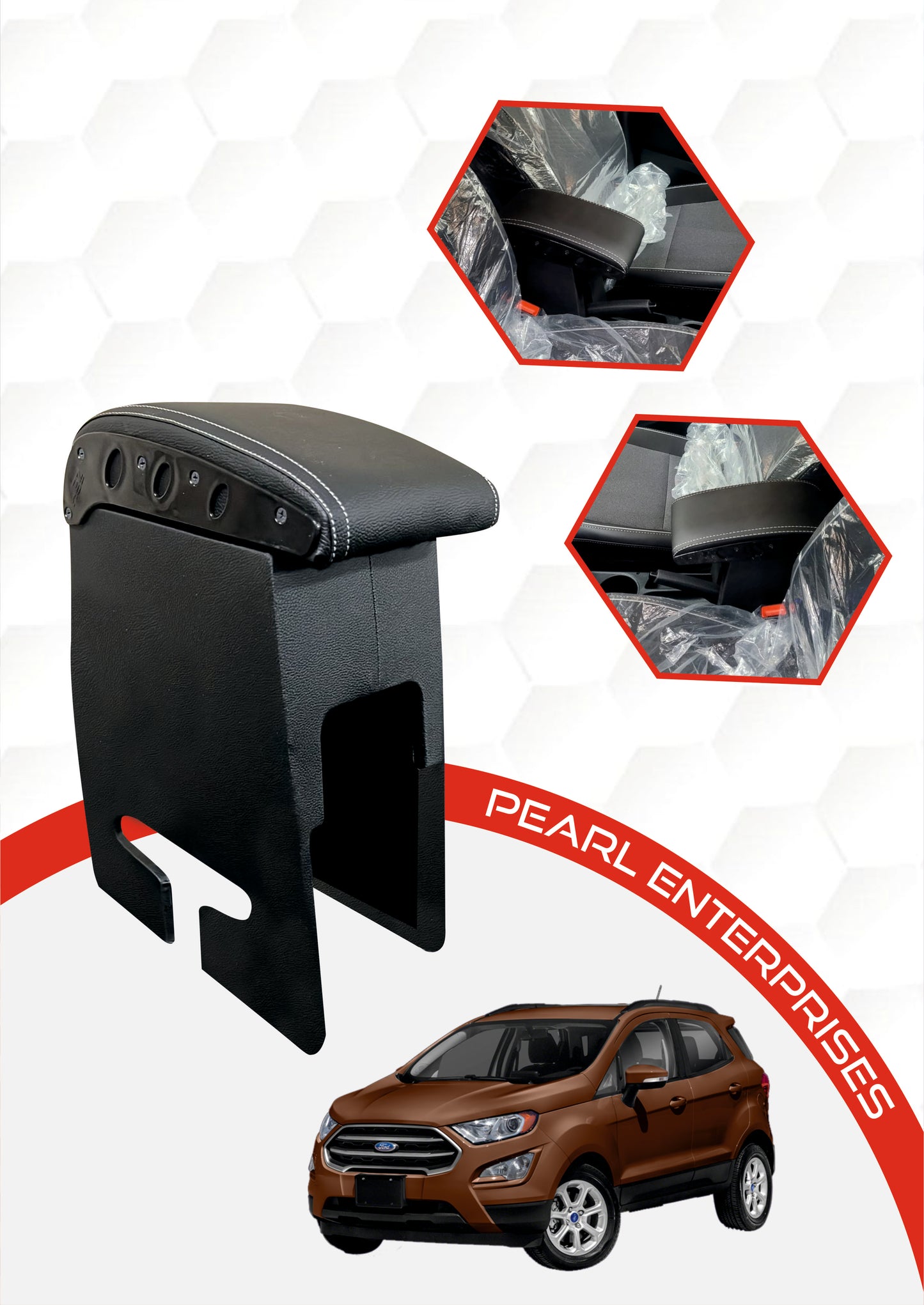 Ford EcoSport Armrest – Premium Center Console with Storage & Cushion | Pearl Enterprises