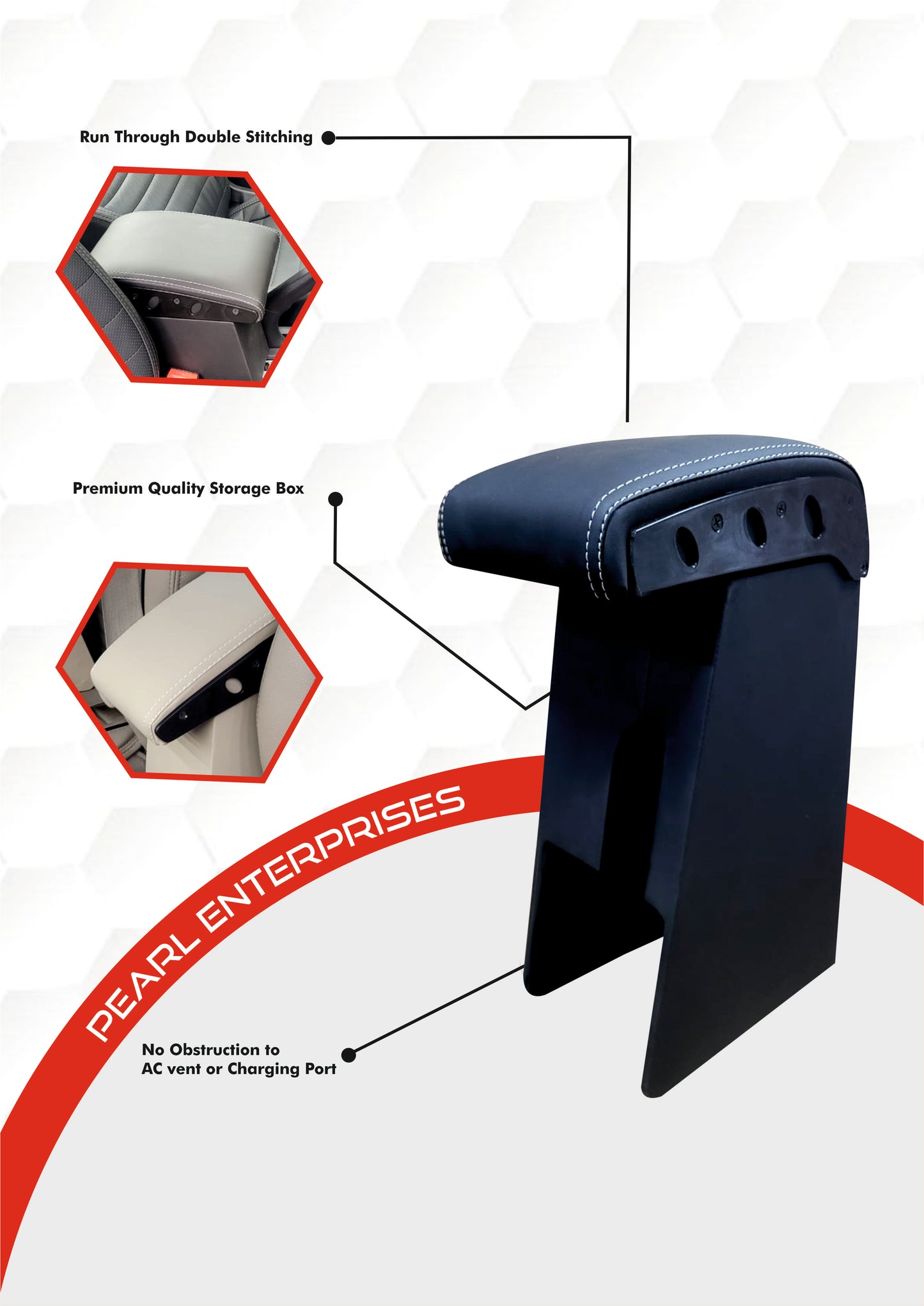 Premium Armrest Console for TATA Punch – Customizable in Tan, Beige & Black