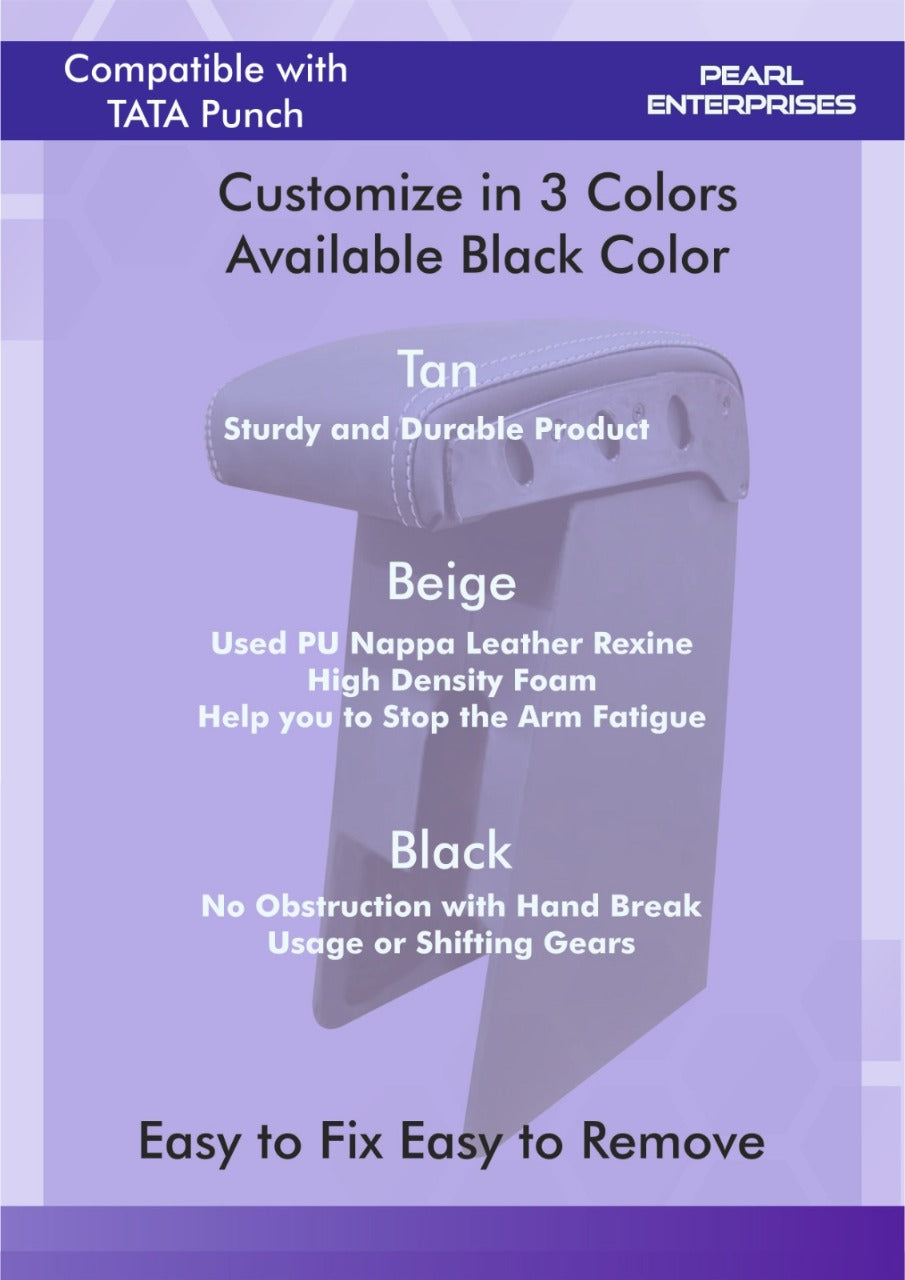 Premium Armrest Console for TATA Punch – Customizable in Tan, Beige & Black